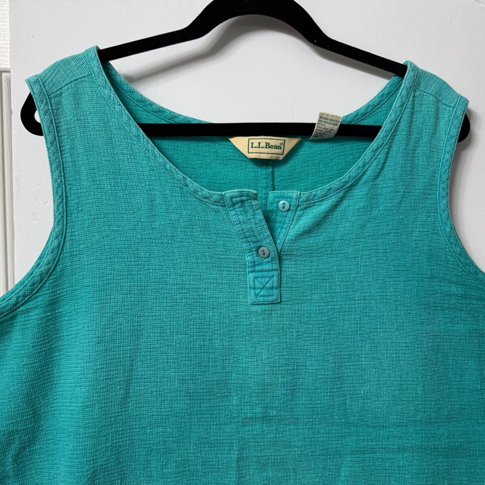 LL Bean, oversized tank, 20, aqua, boat neck w 2 button front, perfect condition - Picture 11 of 14